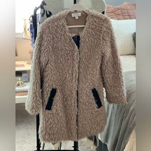 Chic Beige Teddy Jacket with Black Accents